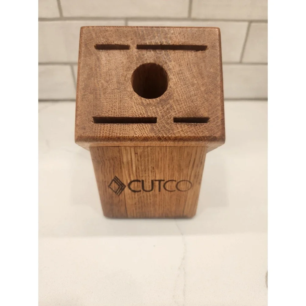 Cutco 5 Slot‎ Knife Block Wood Oak - Made in the USA Used. Block Only